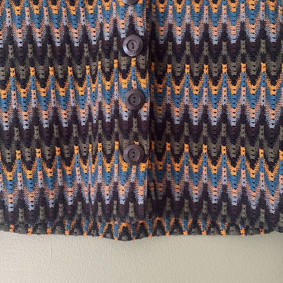 Free People Open Knit Chevron Mod Mini Skirt Buttons 70s 80s Sz S - Picture 4 of 7